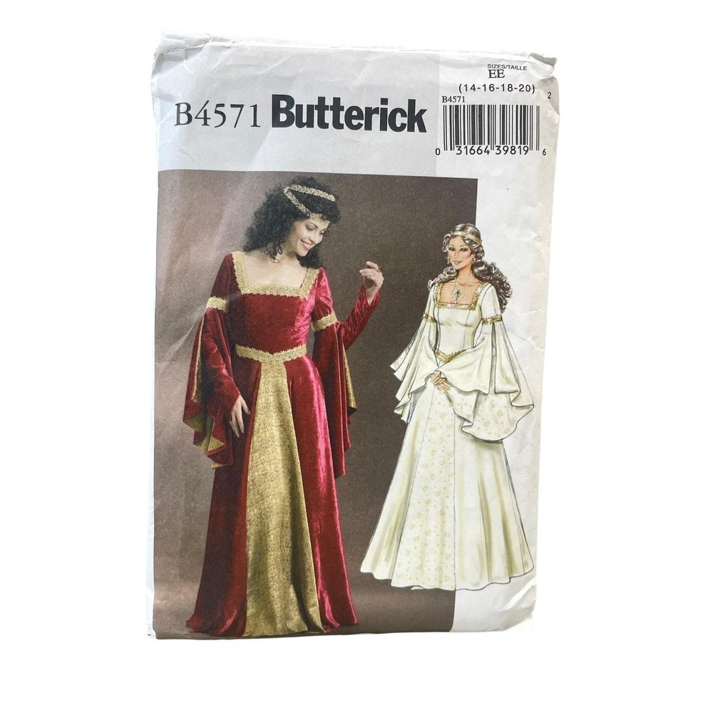 Butterick B4571 Medieval Renaissance‎ Gown Dress EE (14-16-18-20) Costume